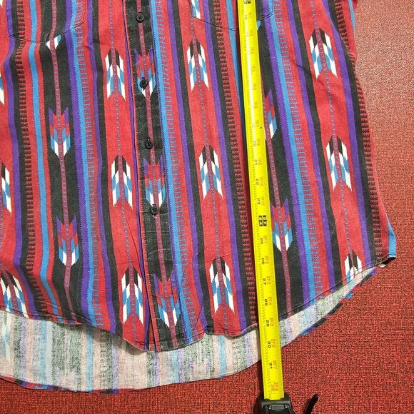 Ruddock Bros Western Button-Up Shirt XXL Red Aztec Stripe Pattern Made In USA - Picture 6 of 6